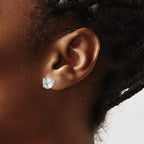 Fancy Basket Round Cubic Zirconia Stud Earrings in Sterling Silver, 8mm - Sophia Jewelers