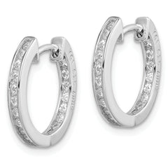 Sterling Silver Rhodium-plated In/Out Pav‚ Hinged Hoop Earrings