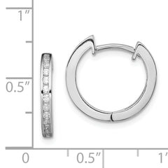 Sterling Silver Rhodium-plated In/Out Pav‚ Hinged Hoop Earrings