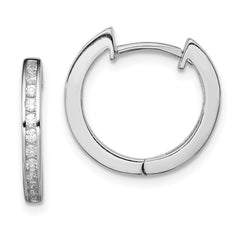 Sterling Silver Rhodium-plated In/Out Pav‚ Hinged Hoop Earrings