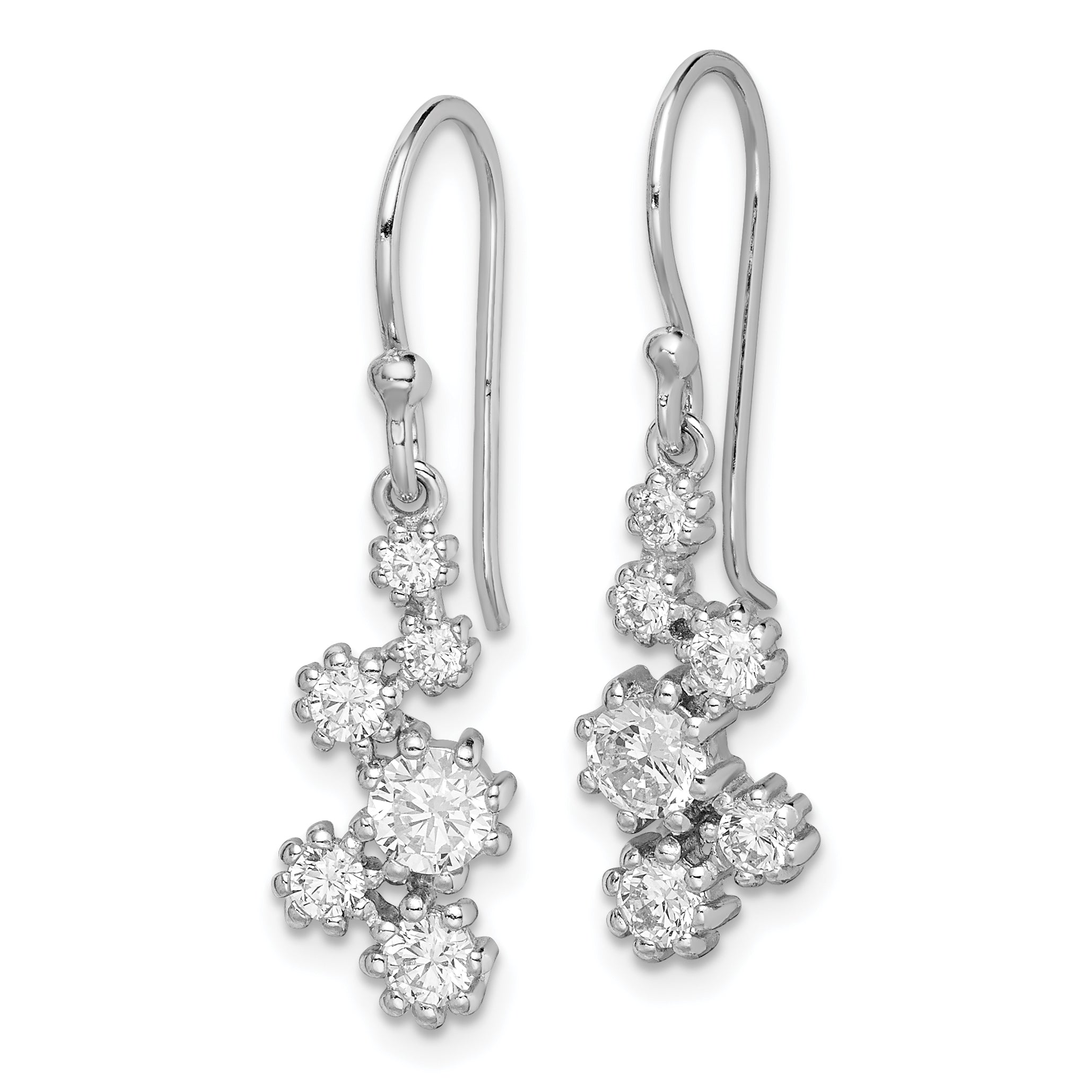 Sterling Silver Rhodium-plated Polished CZ Journey Dangle Earrings Secondary image