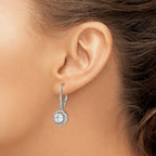 Cubic Zirconia Leverback Earrings in Sterling Silver, 12x33mm - Sophia Jewelers