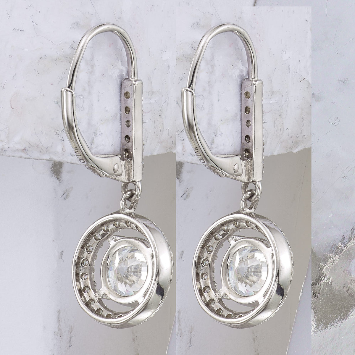 Cubic Zirconia Leverback Earrings in Sterling Silver, 12x33mm - Sophia Jewelers