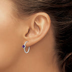 Amethyst Hoop Stud Earrings in Sterling Silver, 19mm - Sophia Jewelers