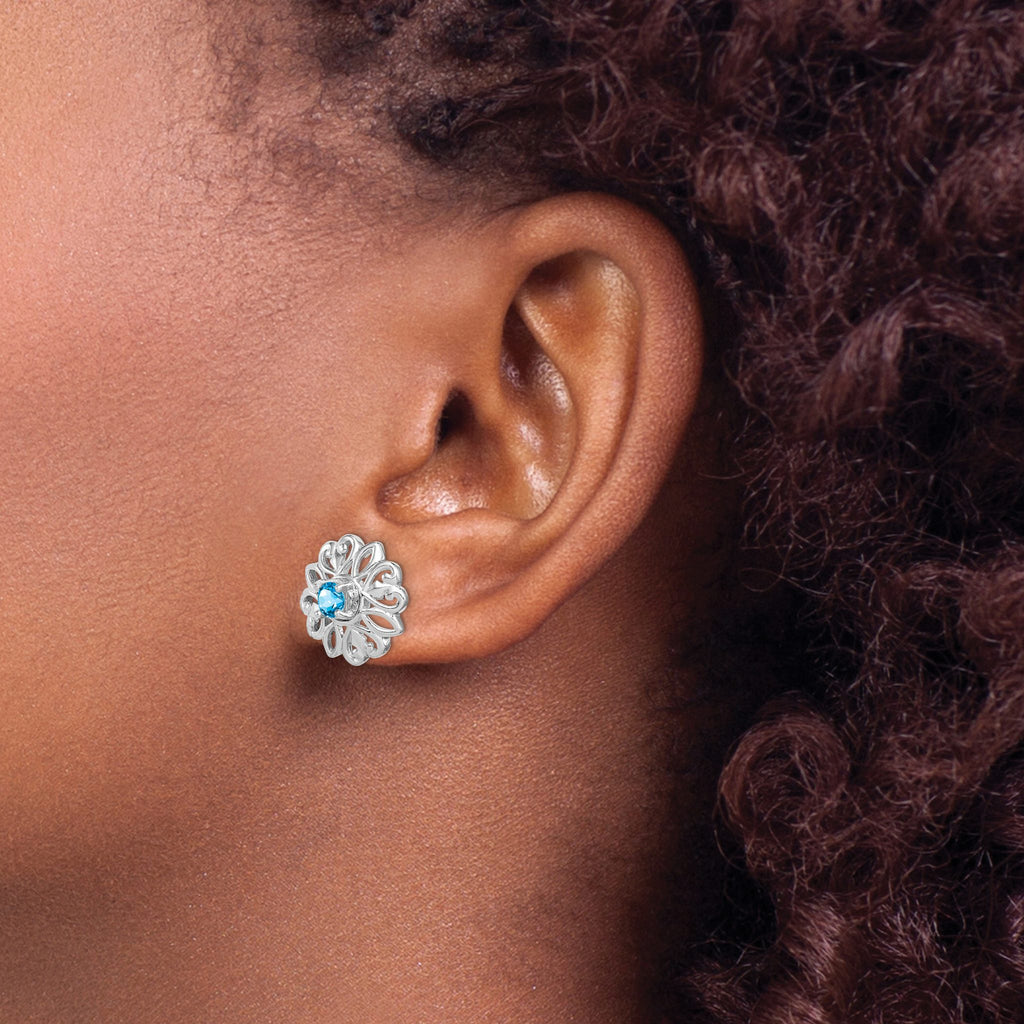 Blue Topaz Jackets Stud Earrings in Sterling Silver, 5mm - Sophia Jewelers