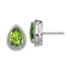 Sterling Silver Rhodium Polished Simulated Peridot & CZ Post Earrings