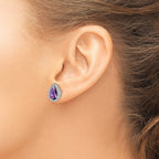 Amethyst & Cubic Zirconia Stud Earrings in Sterling Silver, 11mm - Sophia Jewelers
