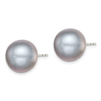 Sterling Silver Rhodium-Plated 12-13mm Grey Freshwater Cultured Pearl Stud Earrings