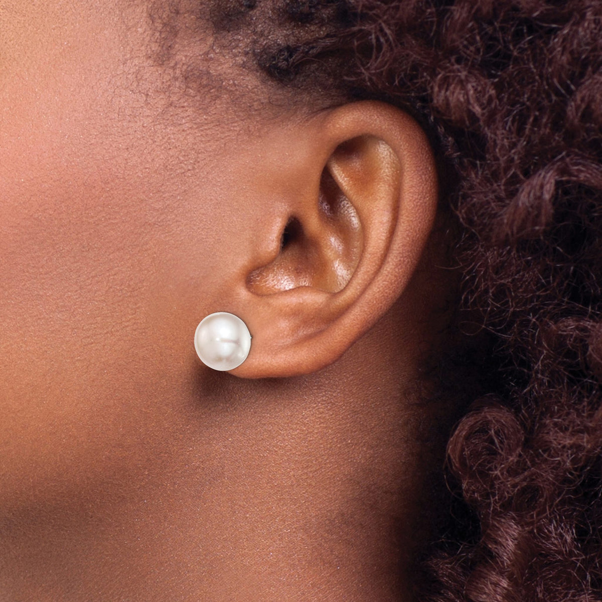Pink Button Freshwater Pearl Stud Earrings in Sterling Silver, 11-12mm - Sophia Jewelers