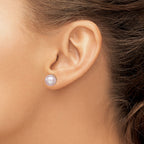 Purple Freshwater Button Pearl Stud Earrings in Sterling Silver - Sophia Jewelers