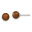 Sterling Silver Rhodium-Plated 6-7mm Brown Freshwater Cultured Pearl Stud Earrings