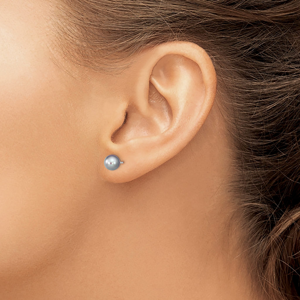 Grey Freshwater Pearl Stud Earrings in Sterling Silver, 6-7mm - Sophia Jewelers