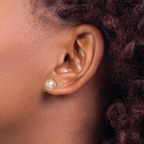 Sterling Silver Rhodium-Plated 8-9mm Pink Freshwater Cultured Pearl Stud Earrings
