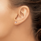 Sterling Silver Rhodium-plated 4-5mm Purple Round Freshwater Cultured Pearl Post Earrings