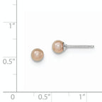 Sterling Silver Rhodium-plated 4-5mm Purple Round Freshwater Cultured Pearl Post Earrings