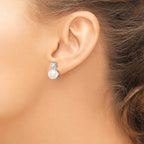Button Freshwater Pearl & Cubic Zirconia Stud Earrings in Sterling Silver, 4.5mm - Sophia Jewelers