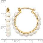 Button Freshwater Pearl Hoop Earrings in Gold-Plated Sterling Silver - Sophia Jewelers