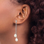 Rice Freshwater Pearl Stud Dangle Earrings in Sterling Silver, 8x51mm - Sophia Jewelers