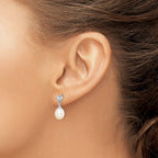 Freshwater Pearl & Cubic Zirconia Stud Dangle Earrings in Sterling Silver, 3mm - Sophia Jewelers