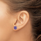 Purple Enamel Winking Smiley Face Stud Earrings in Sterling Silver - Sophia Jewelers