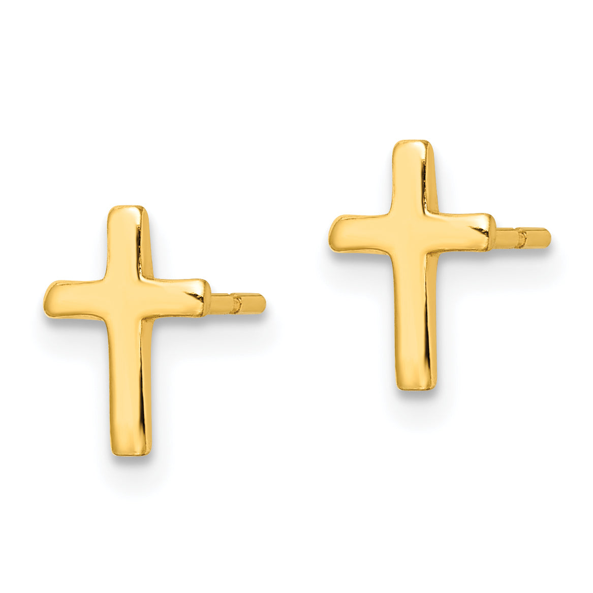 Sterling Silver Gold-tone Polished Latin Cross Post Earrings Secondary image
