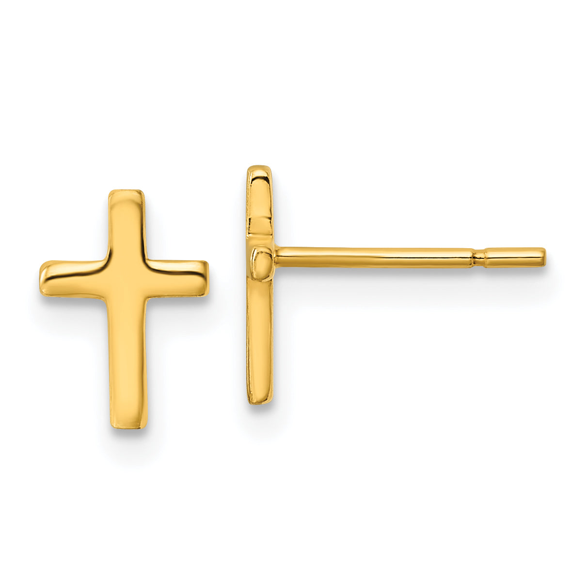 Sterling Silver Gold-tone Polished Latin Cross Post Earrings Main image