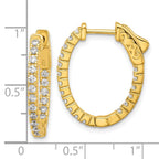 Sterling Shimmer Sterling Silver Gold-tone Flash Gold-plated 1.7mm CZ 36 Stone Oval In and Out Hinged Hoop Earrings