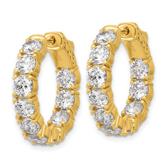 Sterling Shimmer Sterling Silver Gold-tone Flash Gold-plated 4.25mm CZ 20 Stone In and Out Hinged Hoop Earrings