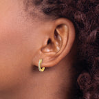 Sterling Shimmer Sterling Silver Gold-tone Flash Gold-plated 1.3mm CZ 18 Stone Hinged Hoop Earrings