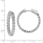 Sterling Shimmer Sterling Silver Rhodium-plated 120 Stone Heart Shaped 1.2mm CZ In and Out Round Hinged Hoop Earrings