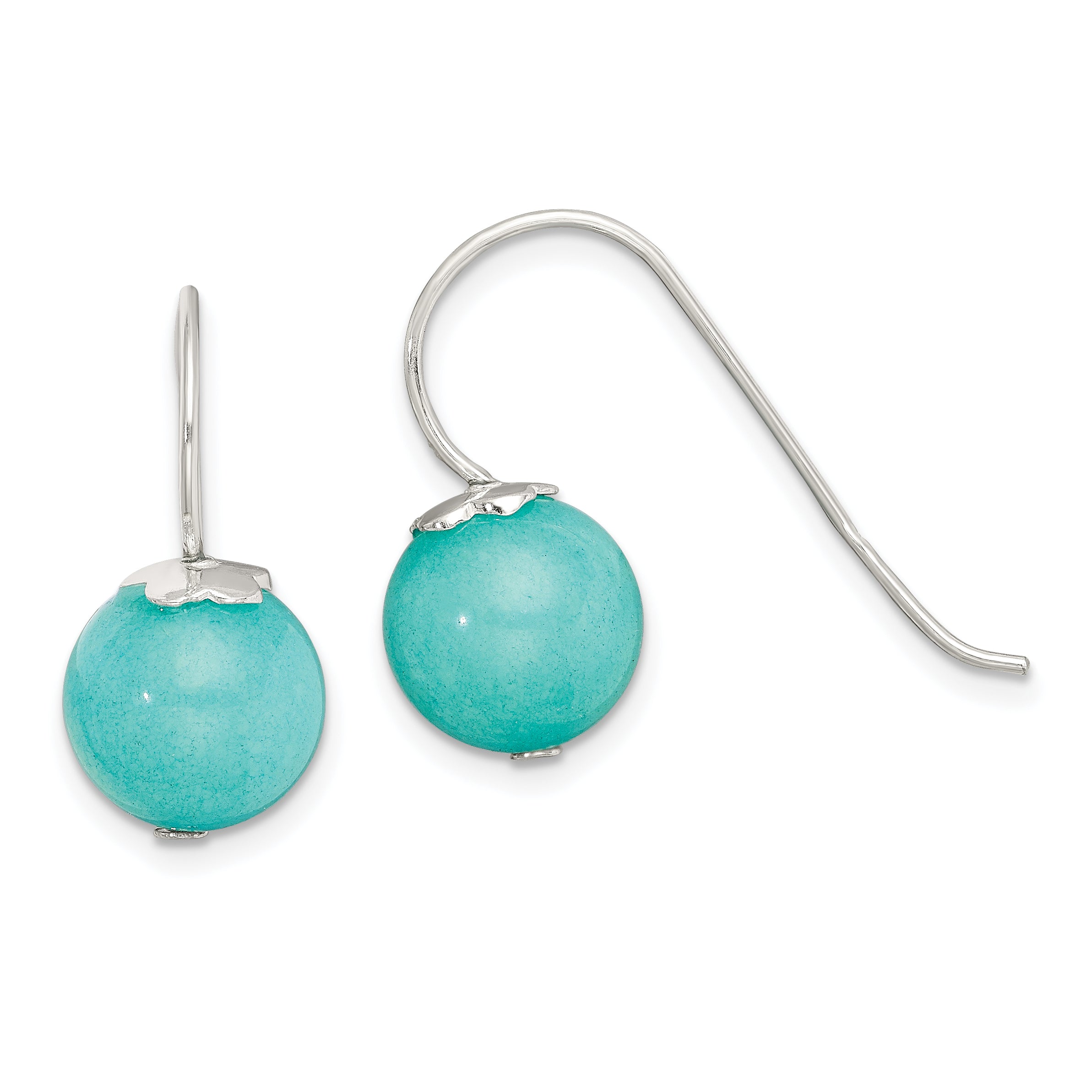 Sterling Silver Polished 10mm Round Blue Quartz Dangle Earrings Main image