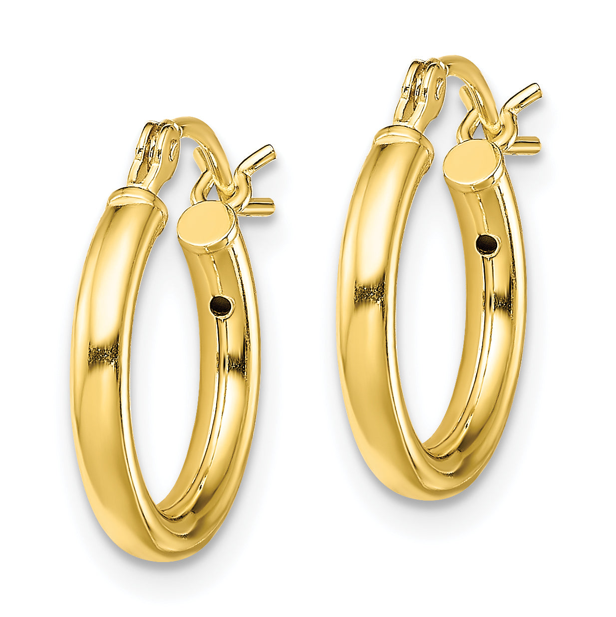 Sterling Silver Gold-Tone Polished 2x14mm Hoop Earrings Secondary image