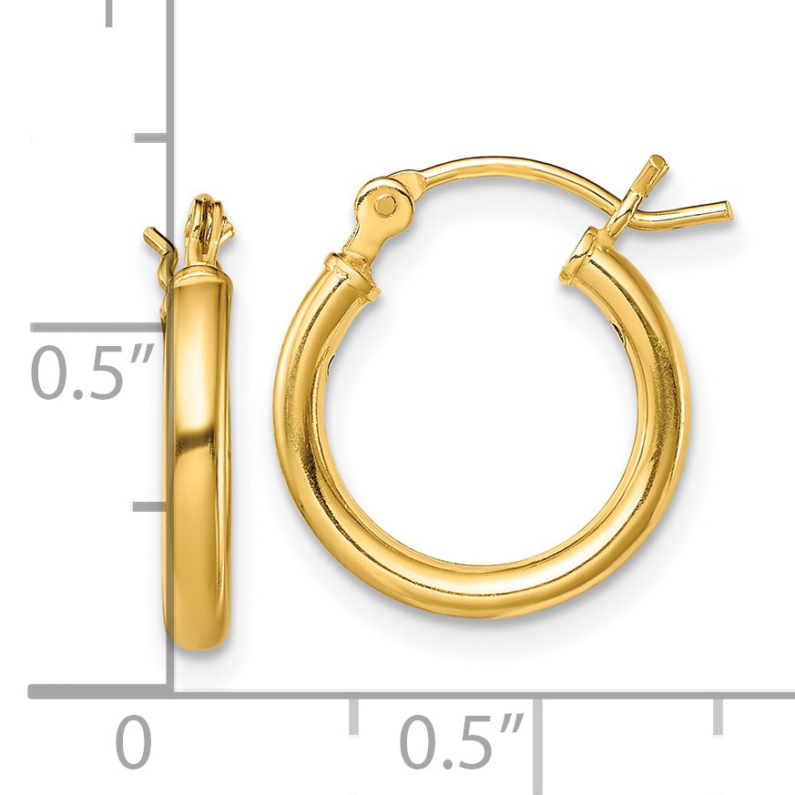 Sterling Silver Gold-Tone Polished 2x14mm Hoop Earrings