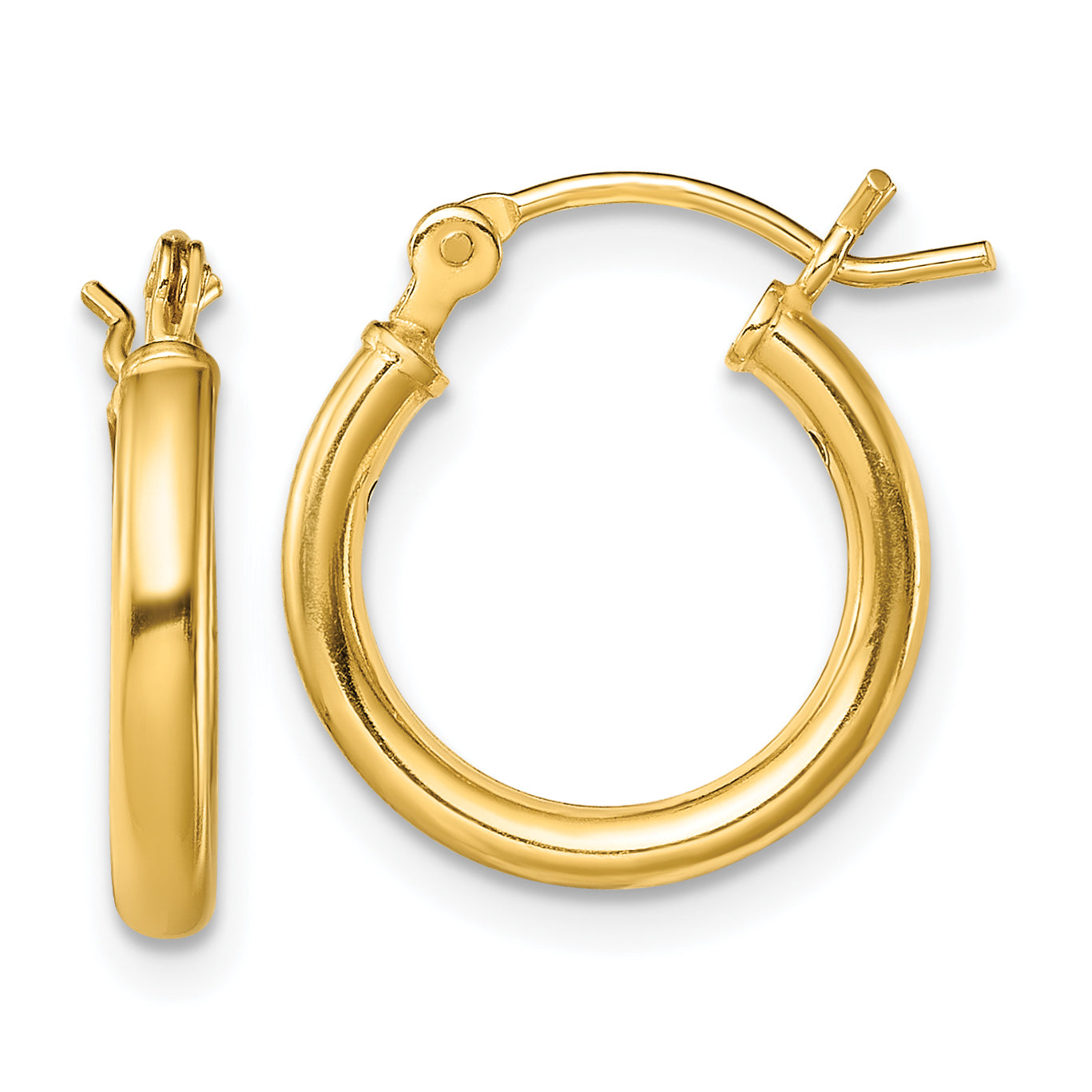 Sterling Silver Gold-Tone Polished 2x14mm Hoop Earrings