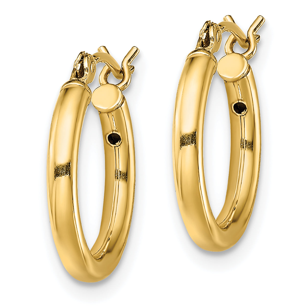 Sterling Silver Gold-Tone Polished 2x15mm Hoop Earrings Secondary image