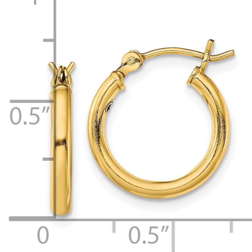 Sterling Silver Gold-Tone Polished 2x15mm Hoop Earrings