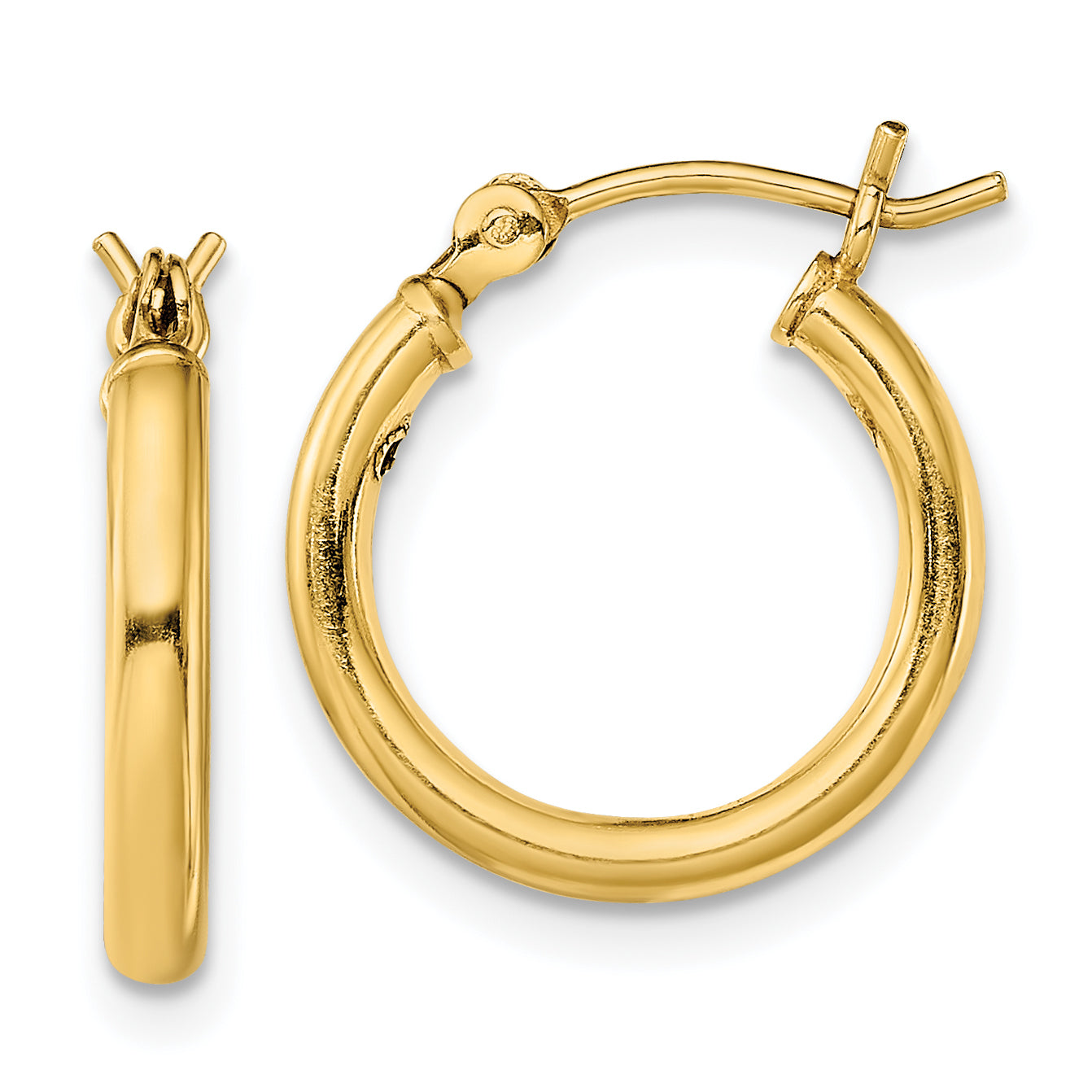 Sterling Silver Gold-Tone Polished 2x15mm Hoop Earrings Main image