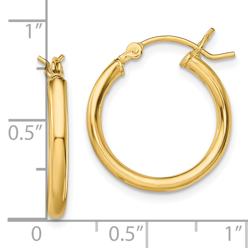 Sterling Silver Gold-Tone Polished 2x18mm Hoop Earrings
