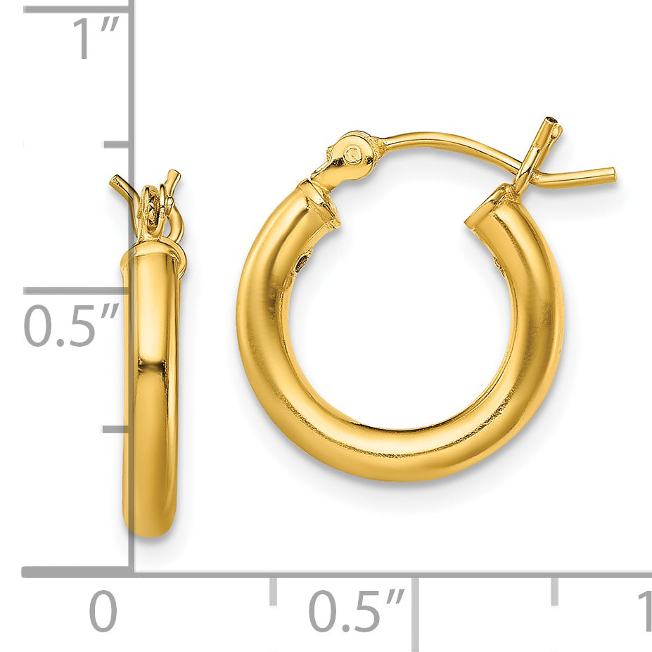 Sterling Silver Gold-Tone Polished 2.5x15mm Hoop Earrings