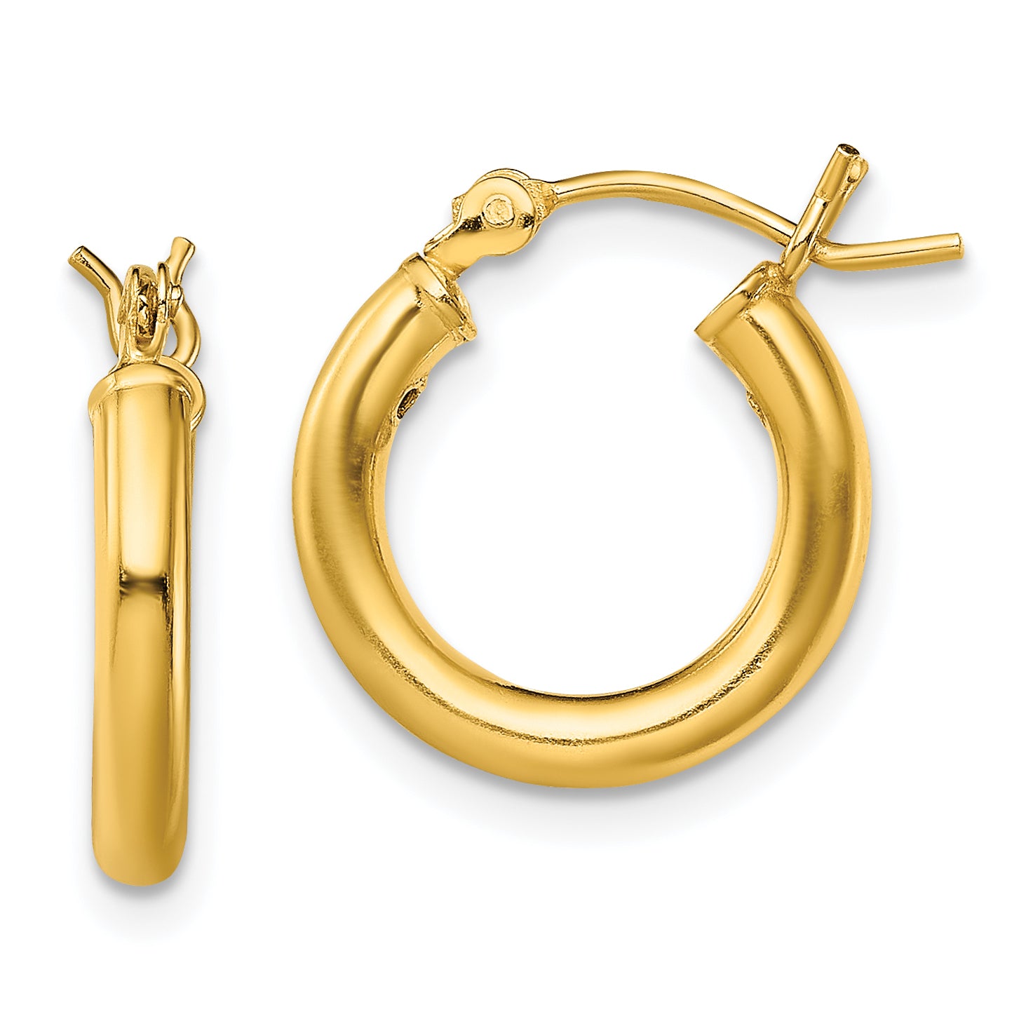 Sterling Silver Gold-Tone Polished 2.5x15mm Hoop Earrings Main image