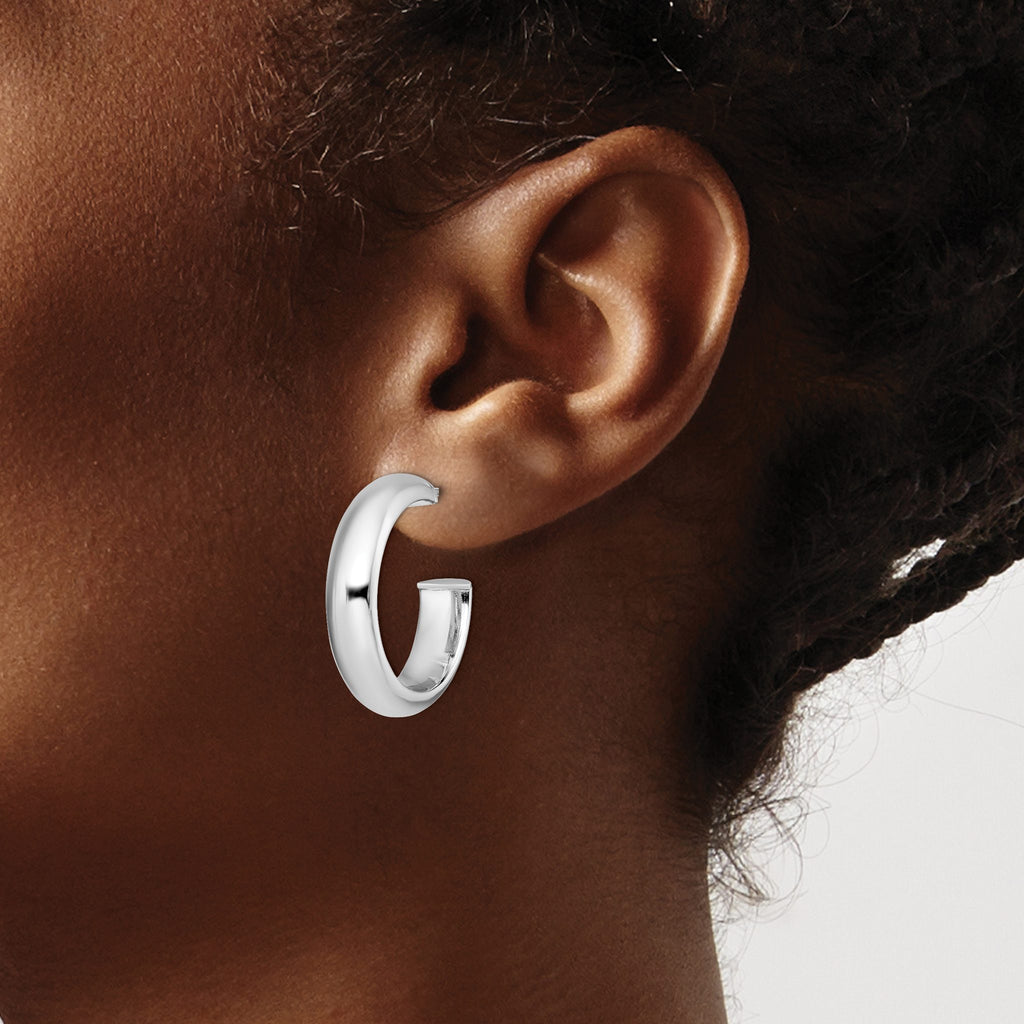 Clear Cubic Zirconia Hoop Stud Earrings in Sterling Silver, 25.25mm - Sophia Jewelers