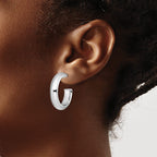 Clear Cubic Zirconia Hoop Stud Earrings in Sterling Silver, 25.25mm - Sophia Jewelers