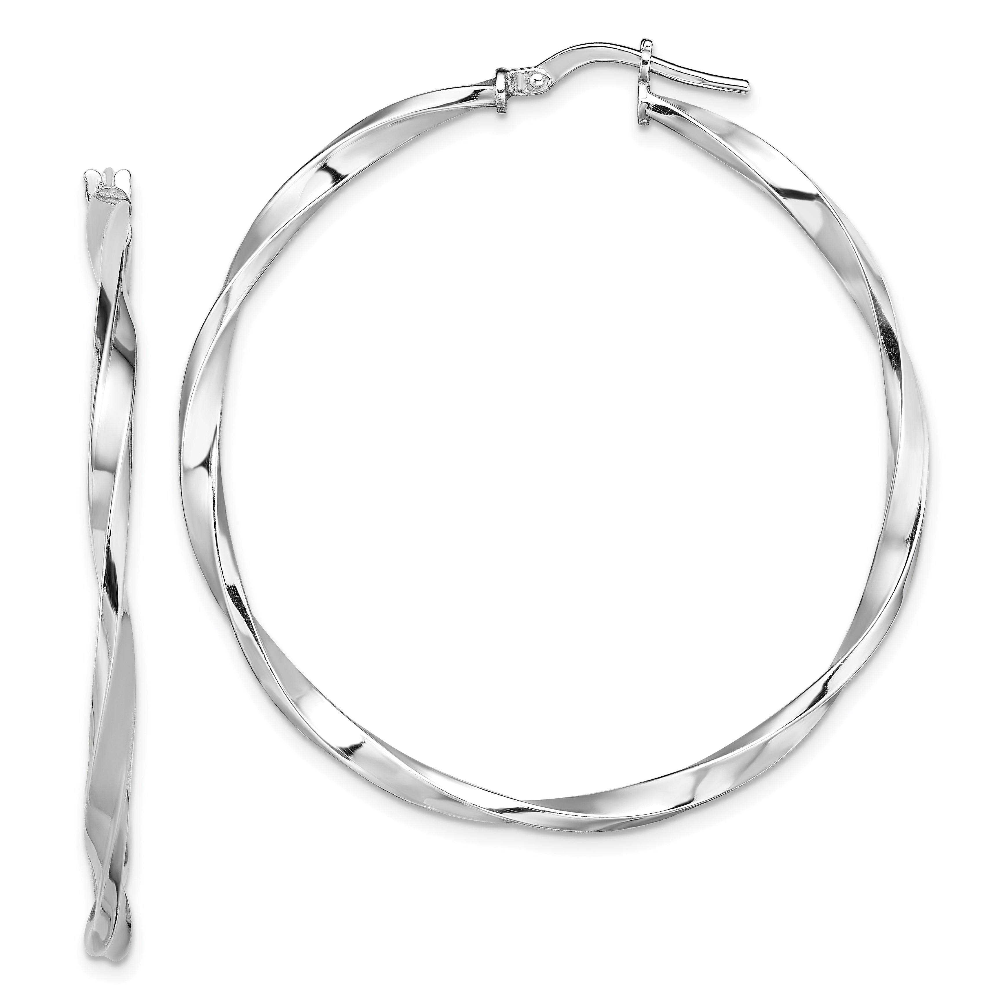 Sterling Silver Rhodium-plated Polished Twisted 2.5x40mm Hoop Earrings Main image