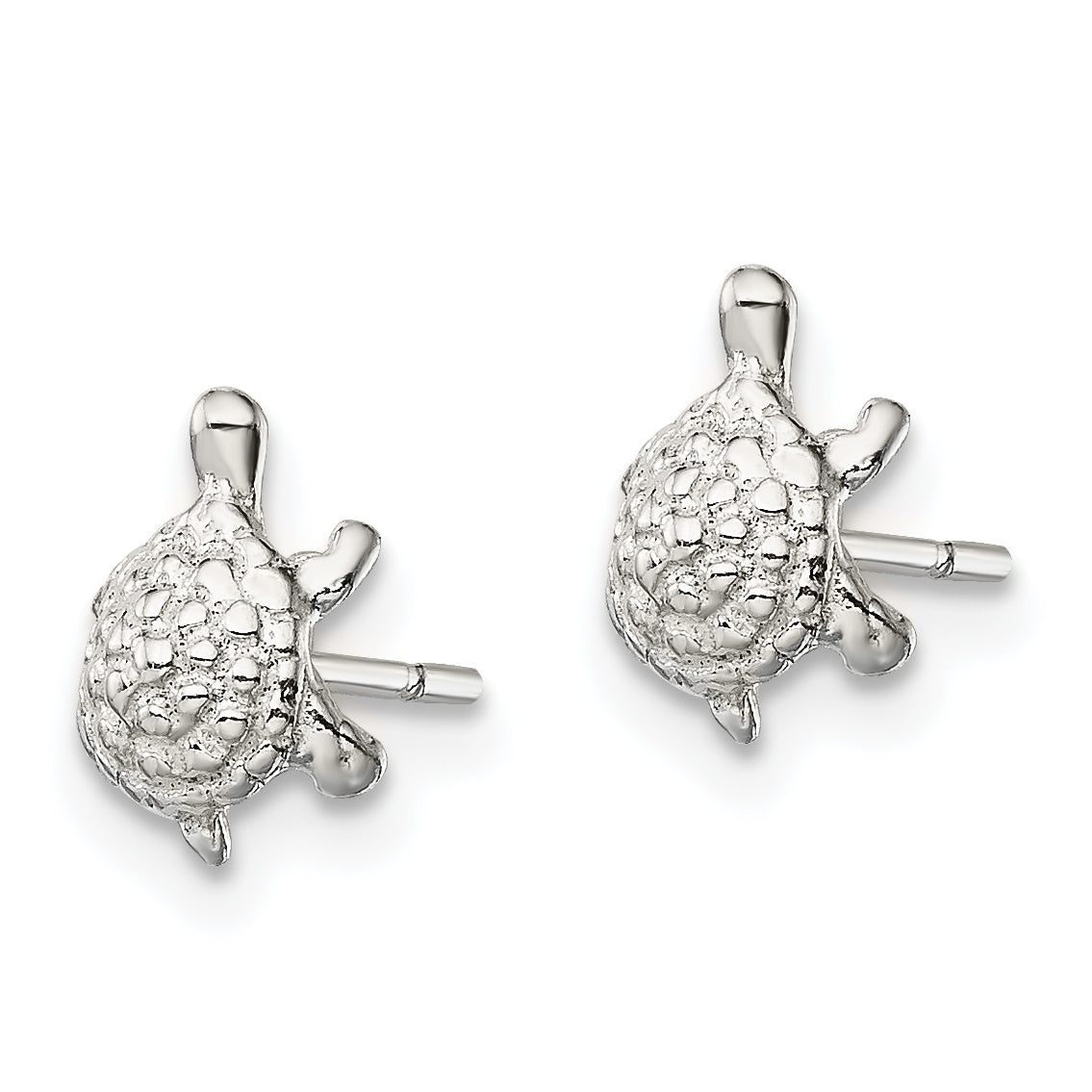Sterling Silver Polished and Textured Turtle Post Earrings Secondary image