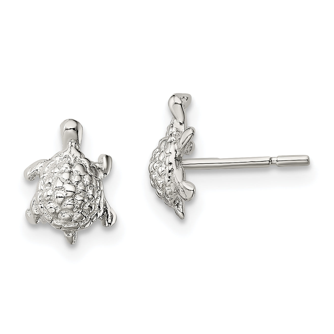 Sterling Silver Polished and Textured Turtle Post Earrings Main image