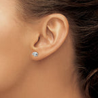 Cubic Zirconia Elephant Stud Earrings in Sterling Silver, 7.8mm Textured - Sophia Jewelers