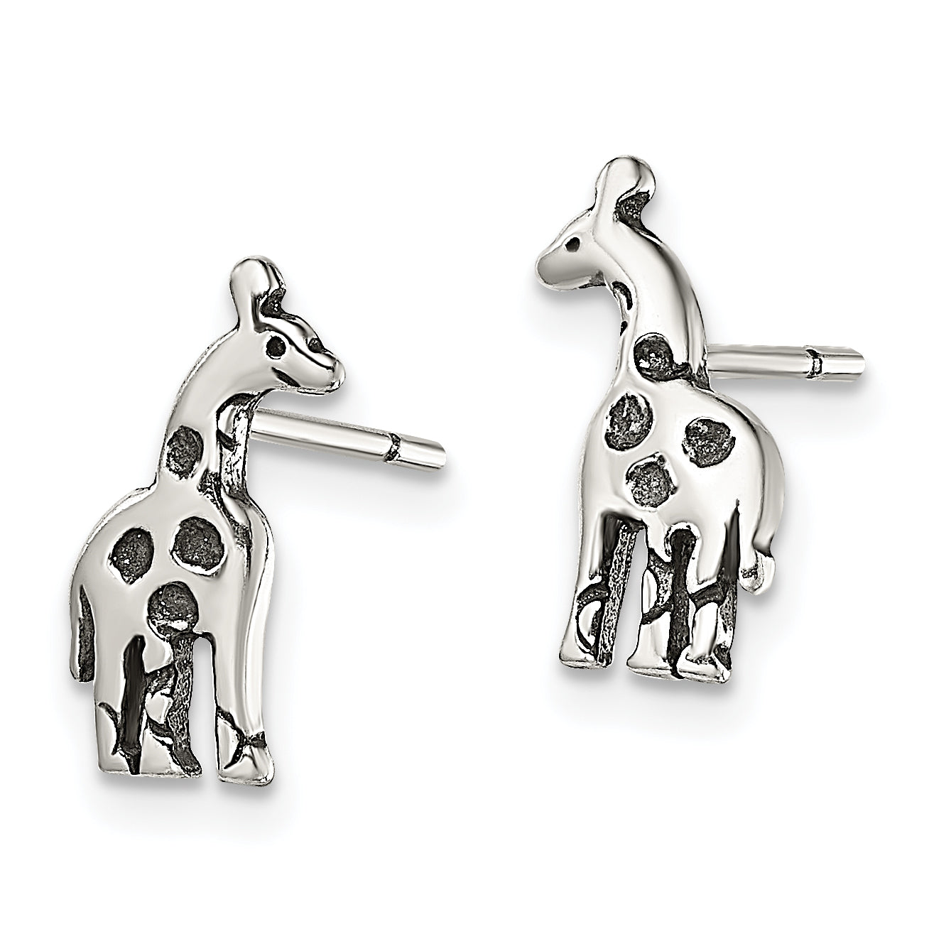 Sterling Silver Antiqued Giraffe Post Earrings Secondary image