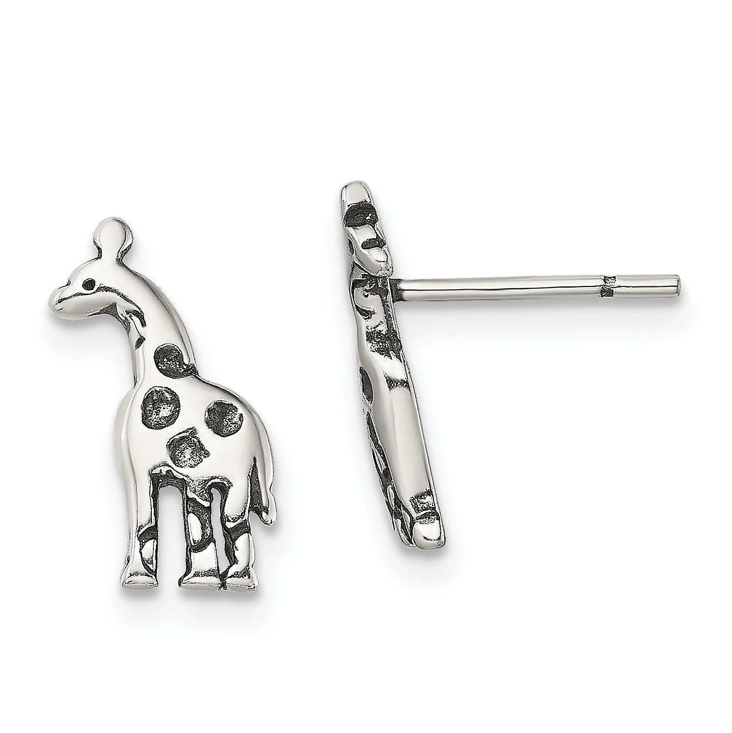 Sterling Silver Antiqued Giraffe Post Earrings Main image