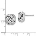 Sterling Silver Rhodium Plated Polished Love Knot Post Earrings