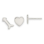 Sterling Silver Polished Left and Right Heart/Arrow Post Earrings